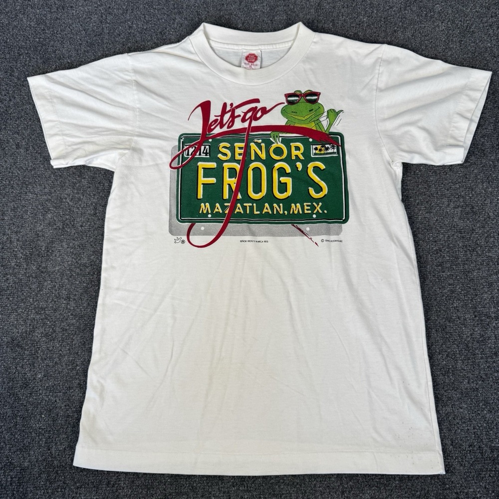 Vintage 90s Senor Frogs Mazatlan Mexico T Shirt Men XL White Single Stitch